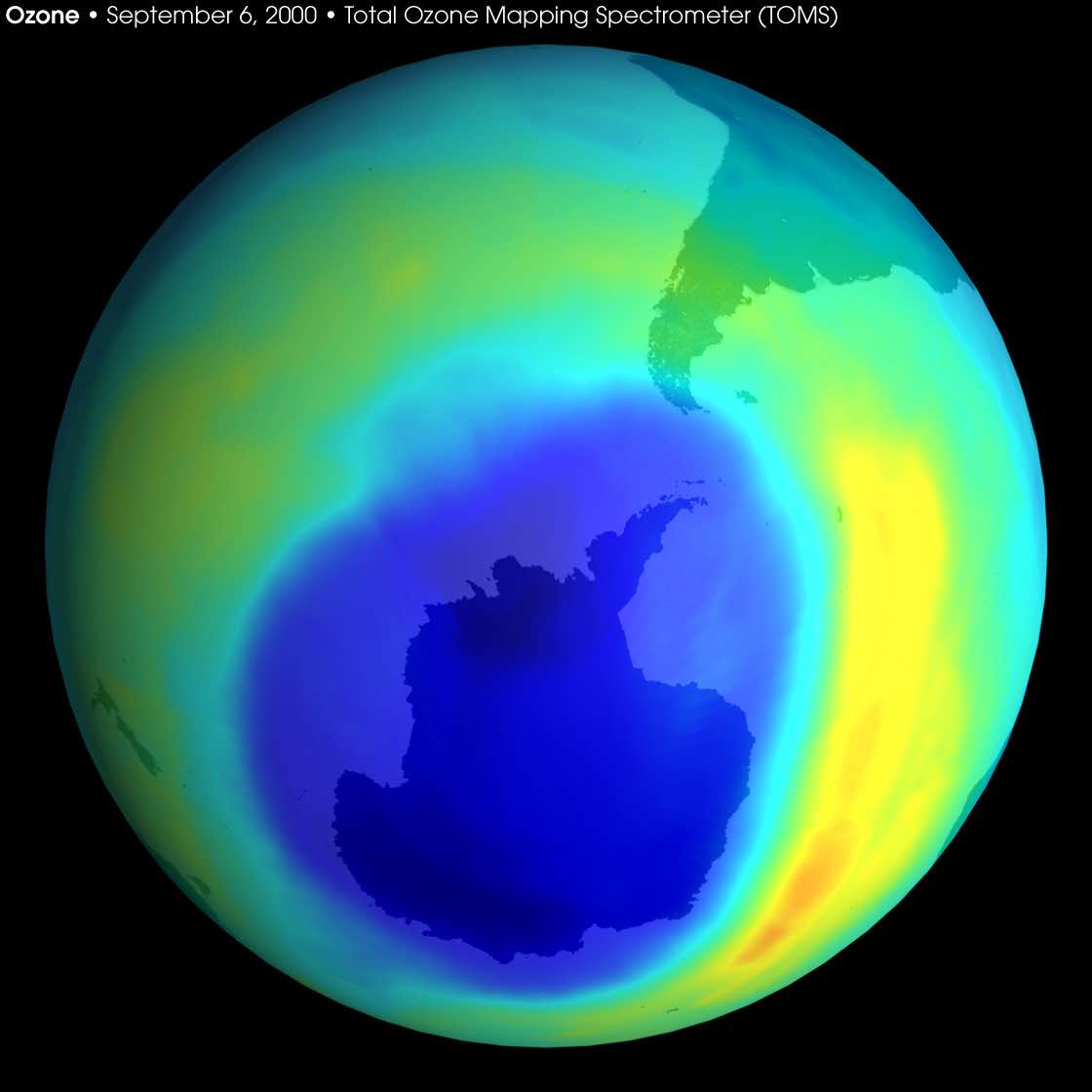 gat in de ozonlaag in september 2000